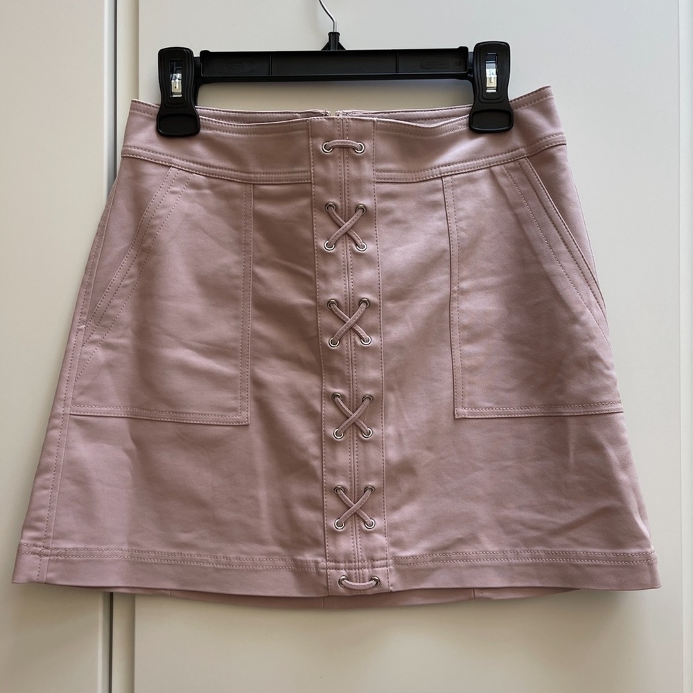 Express Utility Nylon Skirt with Lace Up & Pocket Details